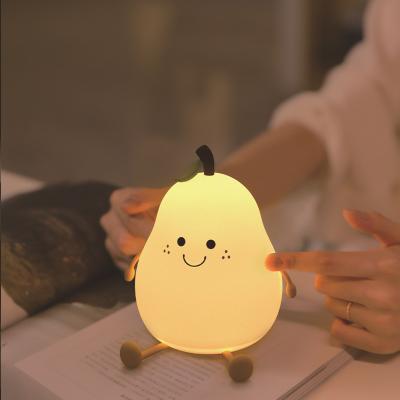 China 5V Cute Pear Silicone Night Light Rechargeable CE Rohs Certified for sale