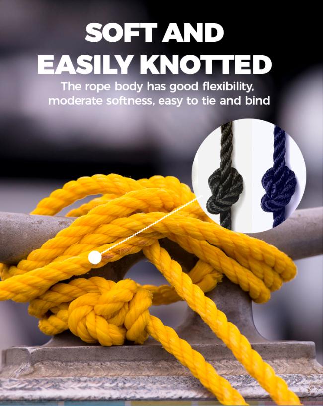 Polyester rope securing cargo on industrial site