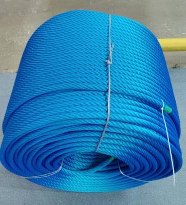 China High Grade Blue Color 6x8 FC Polyester Combination Wire Rope With UV Resitance for sale