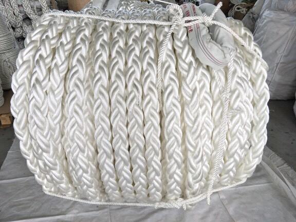 8-strand polyester rope used in industrial setting