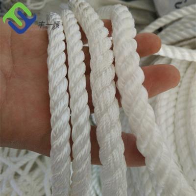 China Nylon Fiber 3 Strand Nylon Rope White High Tensile Twisted 20mm for sale