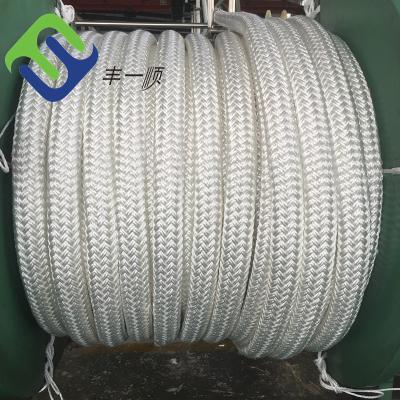 China 64mm White Nylon Rope Double Braided Marine Rope For Mooring Boats for sale