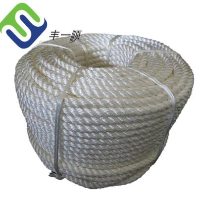 China UV Resistant 3 Strand Twisted Nylon Rope White Nylon Pull Cord for sale