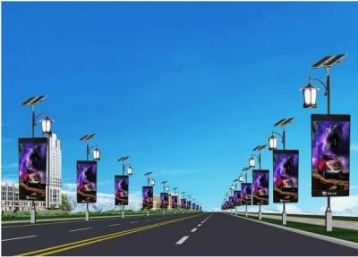 China High Brightness Led Display Billboard 3G Wifi Street Light Advertising Pole Outdoor for sale
