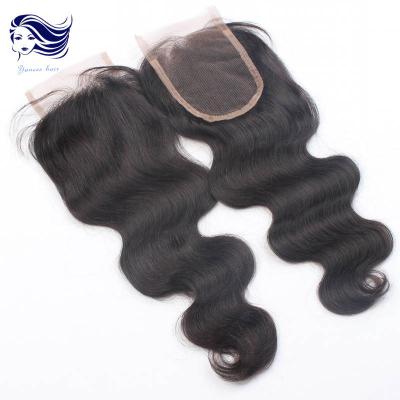 China Natural Body Wave Lace Top Closure 4 X 4 Dark Brown Grade 7A for sale