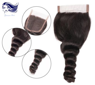 China Peruanische wirkliches Menschenhaar der Jungfrau-Haar-Spitze-Schließungs-lose Wellen-100 zu verkaufen