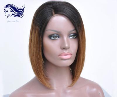 China Ombre Glueless Human Hair Full Lace Wigs With Bangs Silk Straight for sale