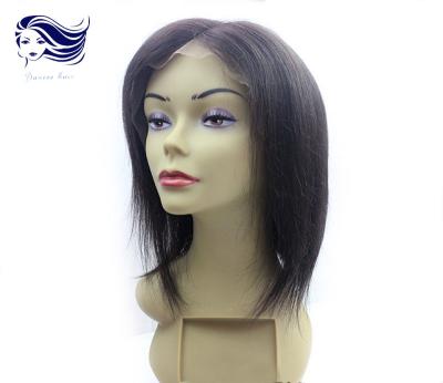China Human Hair Short Front Lace Wigs Black Straight Wigs With Bangs for sale