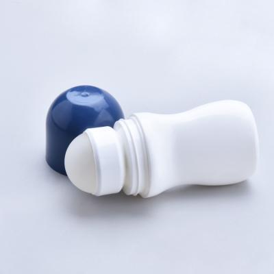 China 50ml Mini Roll On Perfume Bottles White Empty Plastic For Liquid Deodorant for sale