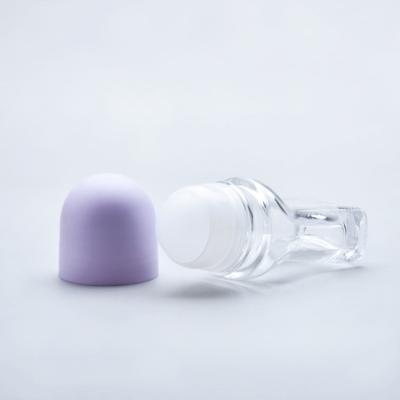 China Cosmetic Glass Roller Ball Bottles Recycled Small Roll On With Plastic Roller for sale