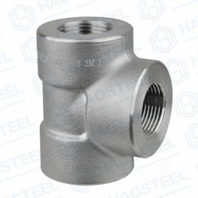 China Forged Socket Thread Tee BSP Industrial Pipe Fittings ASTM 904L for sale