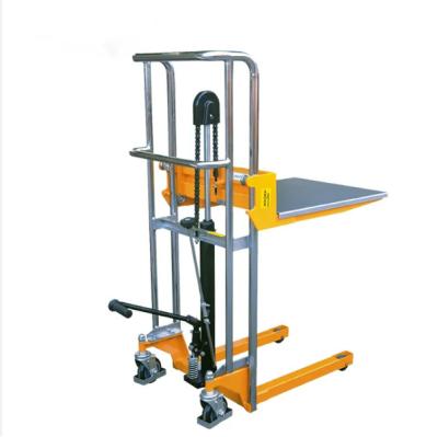 China Light Stacker Moveable Panel Manual Winch Forklift Manual Trolley Pallet Stacker for sale