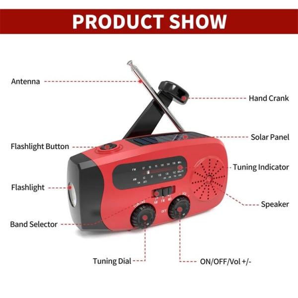 Quality Portable Solar Weather Radio Emergency Earthquake Flashlight for sale