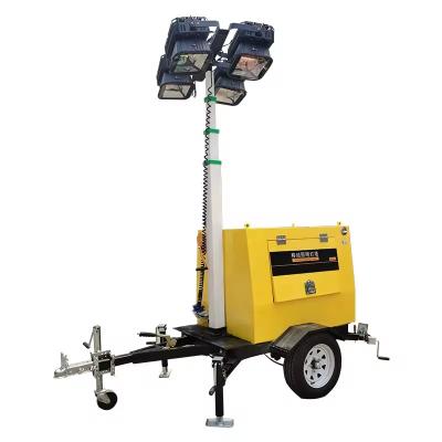 Chine 7M 9M Trailer Type Tower Durable Lighting Tool LED Mobile Diesel Generator Lifting Lighting Tower à vendre