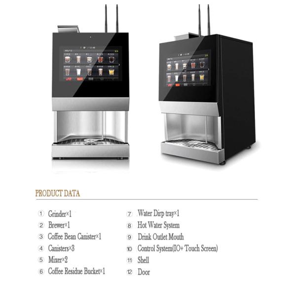 Quality 220VAC Tabletop Bean To Cup Coffee Vending Machine With 3 Instant Canisters for sale