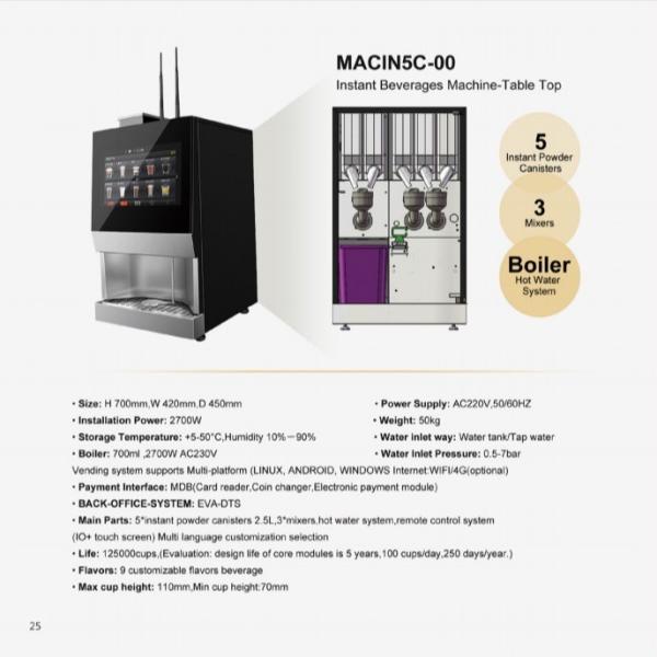 Quality Stainless Steel Instant Coffee Vending Machine Adjustable Temperature for sale