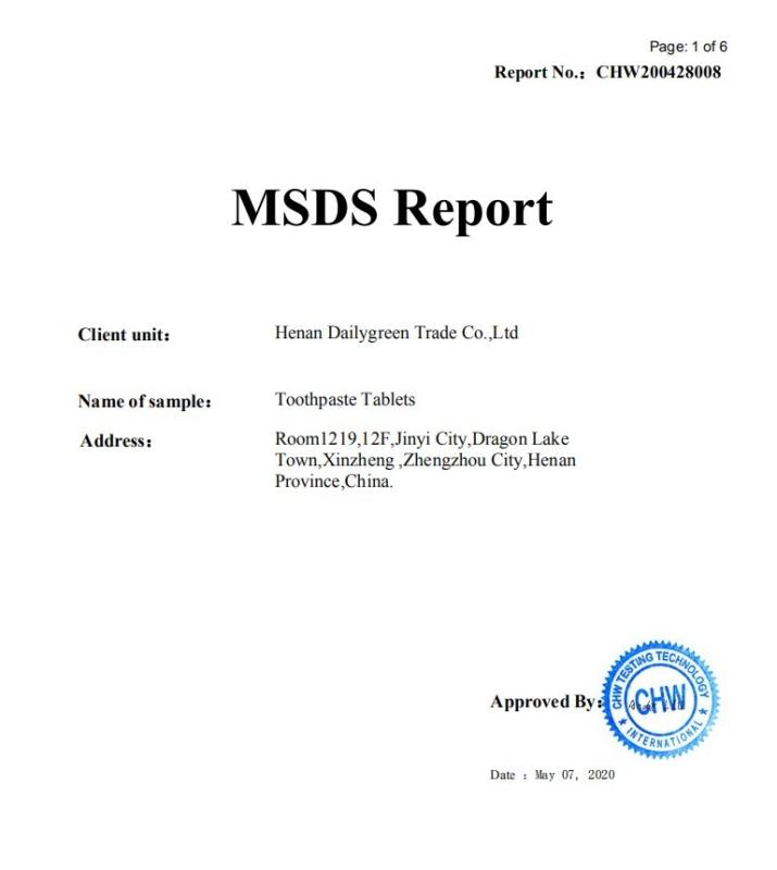 MSDS - Henan Dailygreen Trade Co., Ltd.