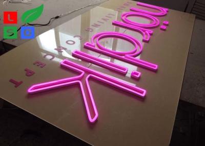 China Sinais de letras de néon de sinalização flexível rosa com suporte transparente para letreiro de néon personalizado de parede da empresa à venda