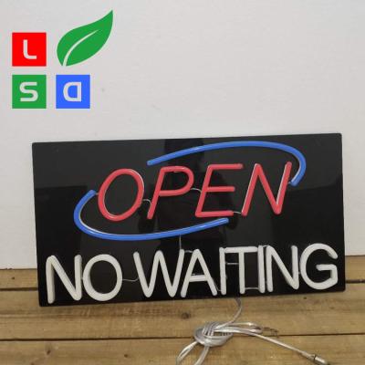 China Neon Open Sign Shop Branding Square Shape No Waiting Neon Sign for sale