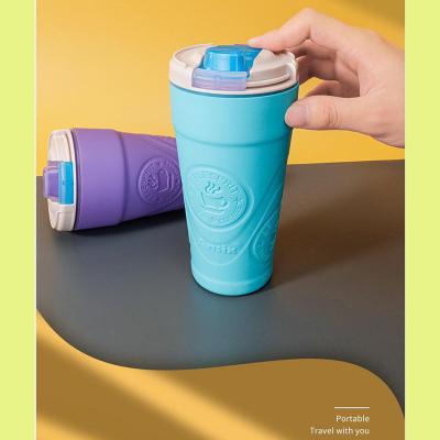 China Customized Reusable PP  Silicone Travel Mug With Silicone Sleeve for sale