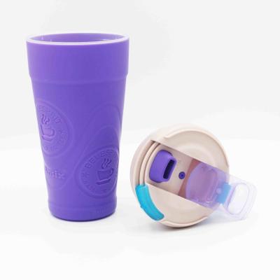 China Plastic Silicone Reusable Biodegradable Coffee Cup Outdoor Travel use for sale