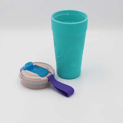 China Spill Proof 460ml silicone reusable coffee cup With Silicone Handle for sale