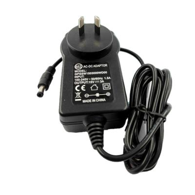 China Convenient 15V 3A Power Change Adapter With UK/US/EU Plug Customized Adapter for sale