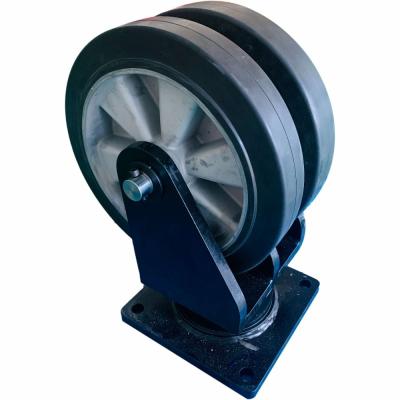 China 2 Ton AGV Industry Rubber Caster Wheels Heavy Duty Twin Wheel Swivel Casters for sale