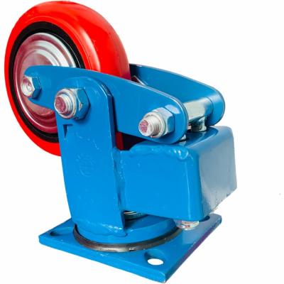 China Shock Absorption AGV Spare Parts PU Swivel Damping Heavy Duty Caster Wheels for sale