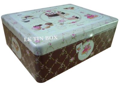 China Metal Square Tin Box For Cup Cake Biscuit Storage for sale