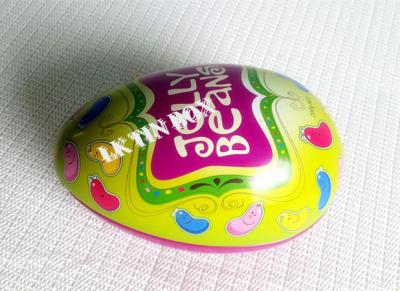 China Lata formada huevo para el día de fiesta de Pascua, cajas decorativas de la haba de jalea de la lata en venta