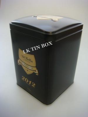 China caja de la lata del té de 250g Di Bella Square con el enchufe del metal que graba en relieve la certificación de HACCP en venta