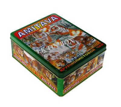 China Amitava Russia Green Loose Tea Tin Box Packaging , Tea Tin Can For Gift for sale