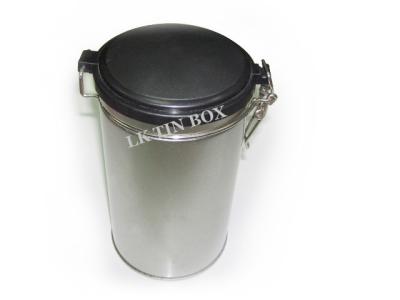 China Custom Logo PMS Brown Tea Tin Can Storage With Plastic Lid / Metalwire No Harm for sale