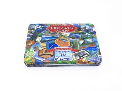 China 3d Embossed Metal Rectangular Tin Box With Hinged Lid , Rectangular Cookie Tins for sale