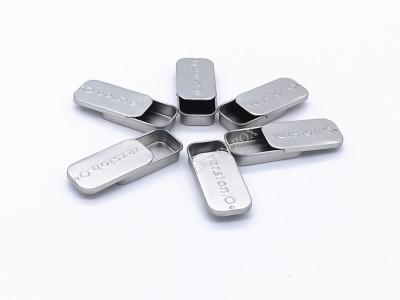 China Unprinted Silver Rectangular Small Tin Containers / Boxes With Sliding Lid for sale