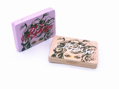 China 110x80x15Hmm de kleine doos van het rechthoek Slanke Kosmetische tin voor Oogschaduw met Scharnier Te koop