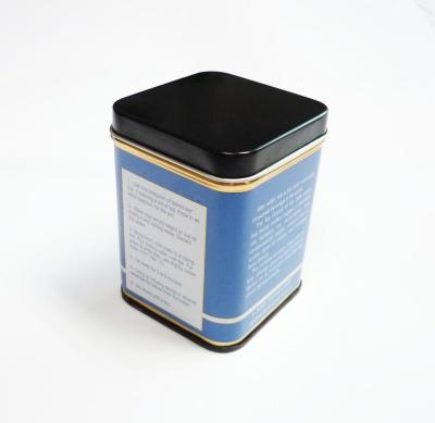 China 58x58x78Hmm Small Square Airtight Black Tea Tin Canister With Inner Lid for sale