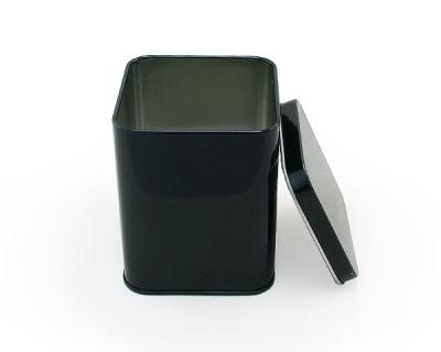 China 68x68x89mm Metal Black Square Tin Box Container For Loose Tea Storage , Metal Storage Tins for sale