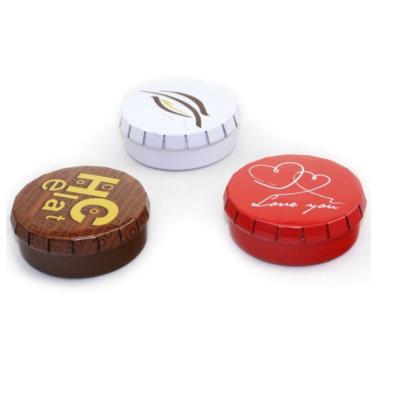 China Small Fancy Round Click Clack Mint Tin Box Peppermint Sweets Tin Box Candy Metal Tin Box for sale