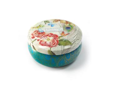 China Unique Shape Matel Round Tin Box With Flower Pattern Gift Tin Box For Cosmetic Packaging for sale