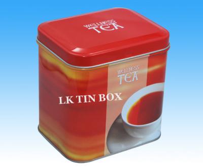 China 200g Printed Rectangular Tin Box With Pvc Window , Red  Coffee / Tea Storage Box for sale