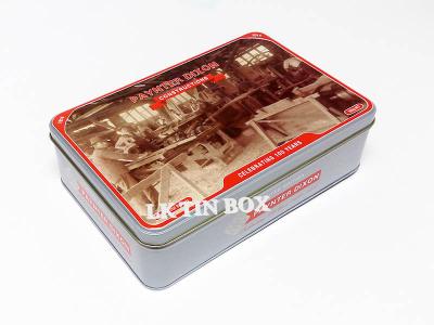 China Hinged Lid Rectangular Tin Box 3D Emboss Anzac For Biscuit Storage Container for sale