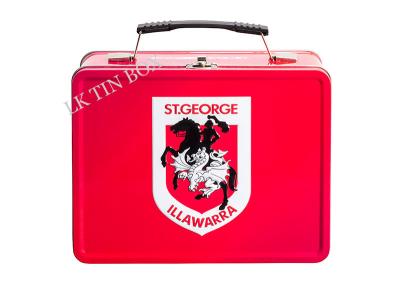 China Custom Printed Rectangular Tin Lunch Box With Embossing , Metal Lunch Boxes For Kids for sale