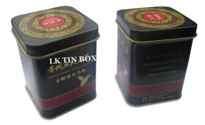 China Square Metal Green Tea Tin With Stackable Lid And Inner Lid Knob for sale