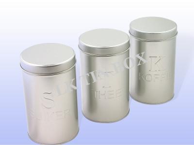 China Plain Silver Round Metal Box Food Storage Containers Glossy Varnish for sale