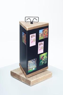 China Lightweight Shop Display Fixtures Wooden Magnet Counter Display Stand 3 Sided for sale