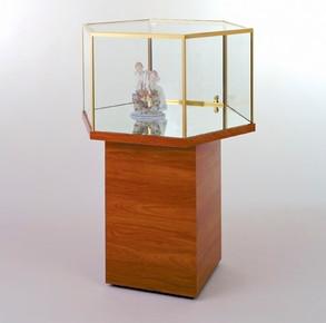 China Custom Made Glass Showcase Cabinet Hexagonal Retail Jewelry Display Cases for sale