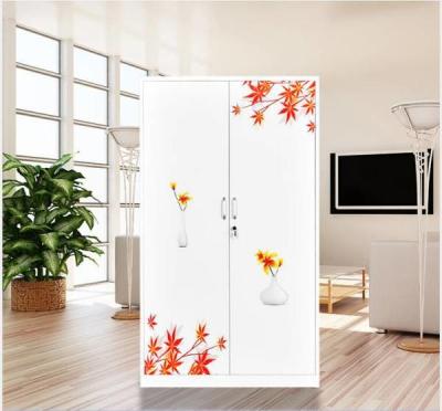 China Home Furniture Customized Metal Wardrobe With Flower Printing for sale