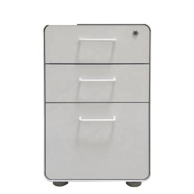 China Round Edge Steel Thick 0.7mm 3 Drawer Mobile File Cabinet for sale